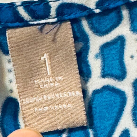 Chicos Womens Animal Print Blue/White Tunic Top Size M Polyesterblouse - Picture 6 of 11